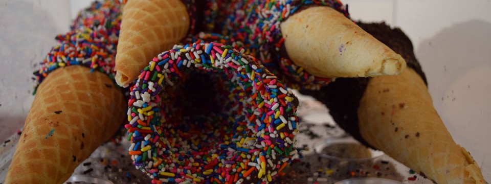 Waffle cones with sprinkles